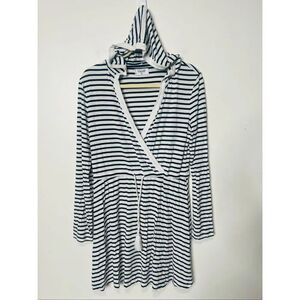 Mott 50 Sun Protective Fashion Mini Fit & Flare Blue White Stripe Hooded Longsle